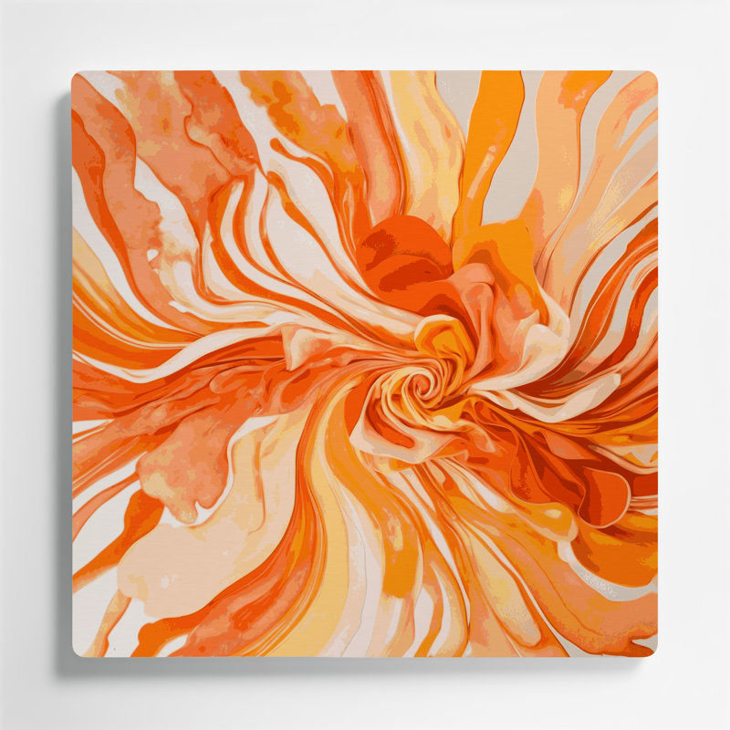 Aquarelle abstraite, art mural en métal orange 10, H 32 po x l 32 po