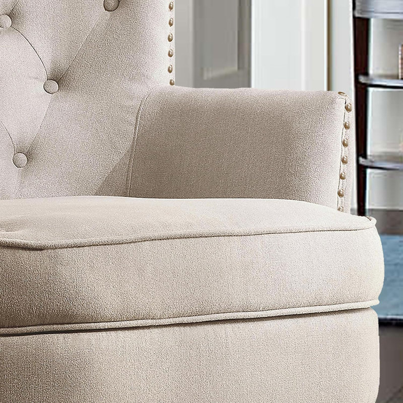 Castora CAL117 Compliant 30'' Wide Tufted, Beige Velvet