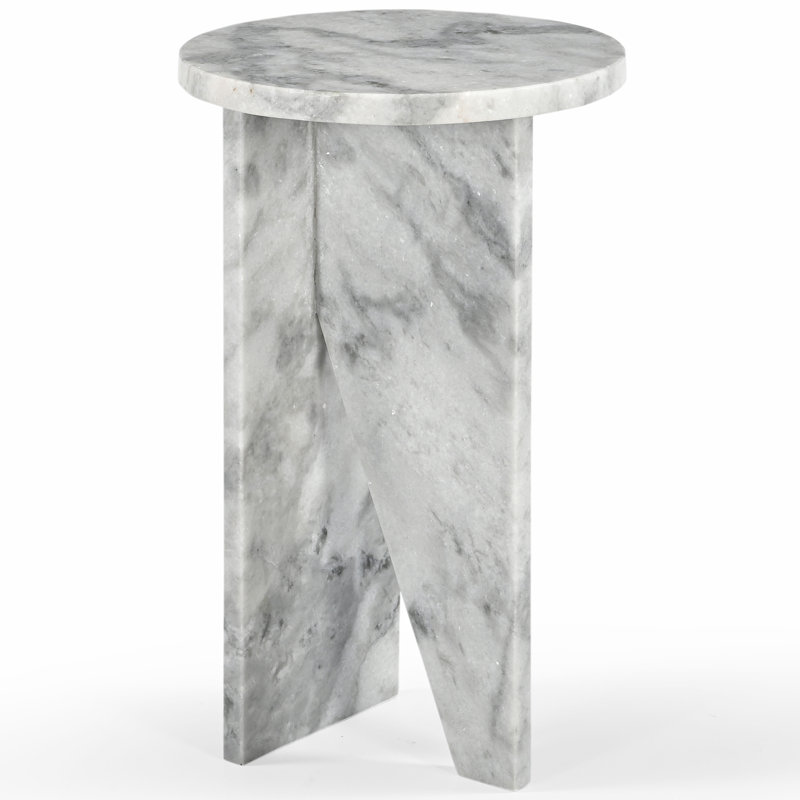 Devlin Marble Drink Table, White