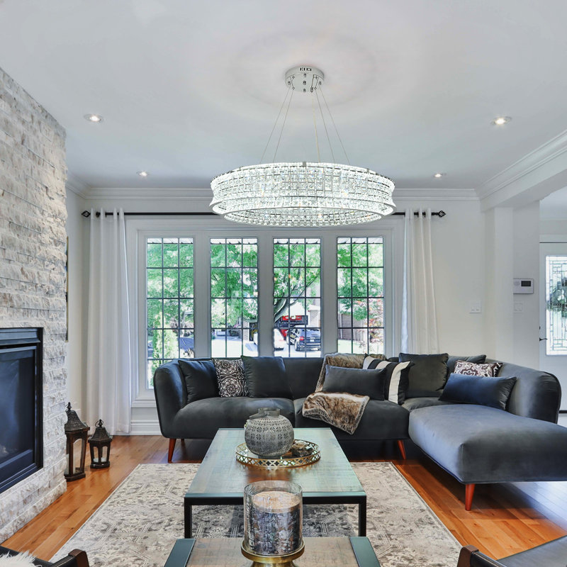 LED Chandelier, 16cm H x 80cm W x 80cm D, Chrome