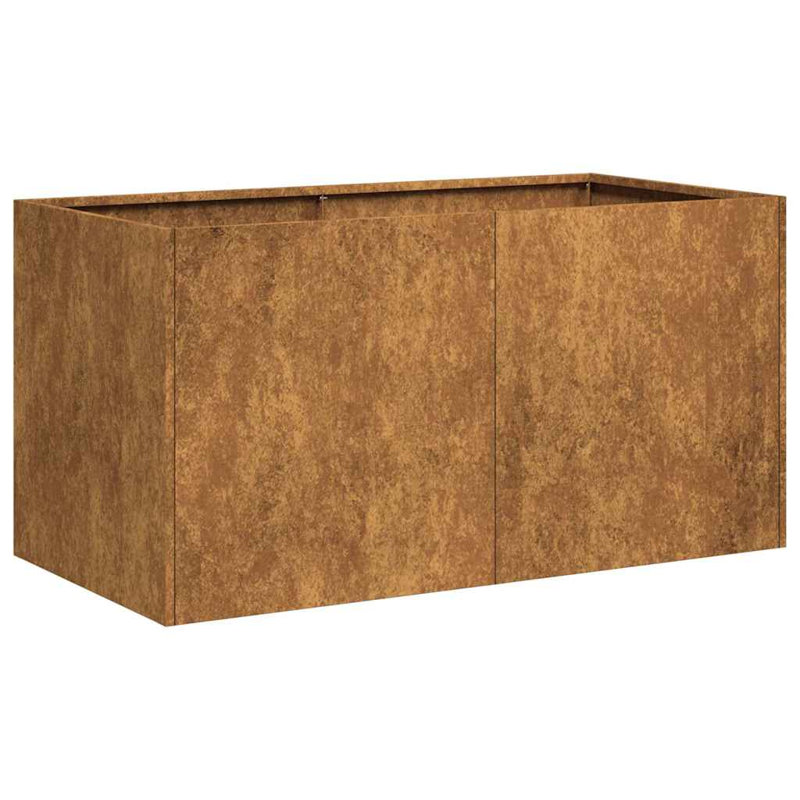 Metal Planter Box, Brown, 15.75" H x 31.50" W x 15.75" D
