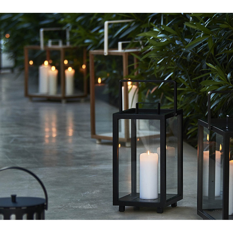 Lighthouse Aluminum/Glass Floor Lantern, Lava Gray, 21.3" H x 13" W x 13" D