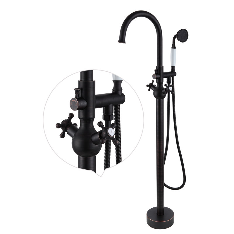 2 Handle Floor Freestanding Tub Filler with Diverter