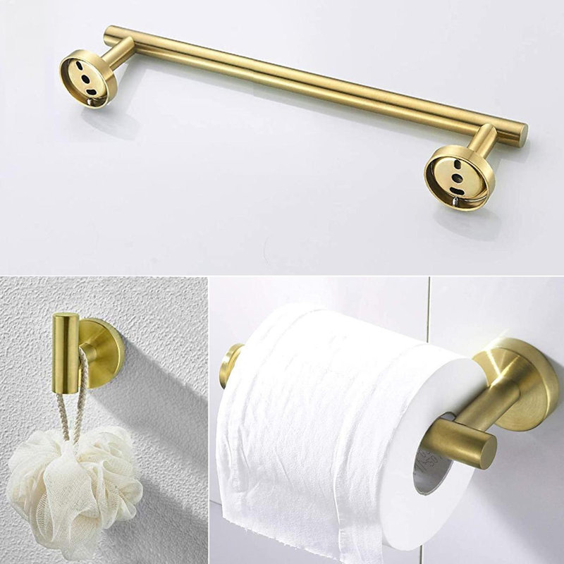 3 - Piece Bathroom Hardware Set, Gold