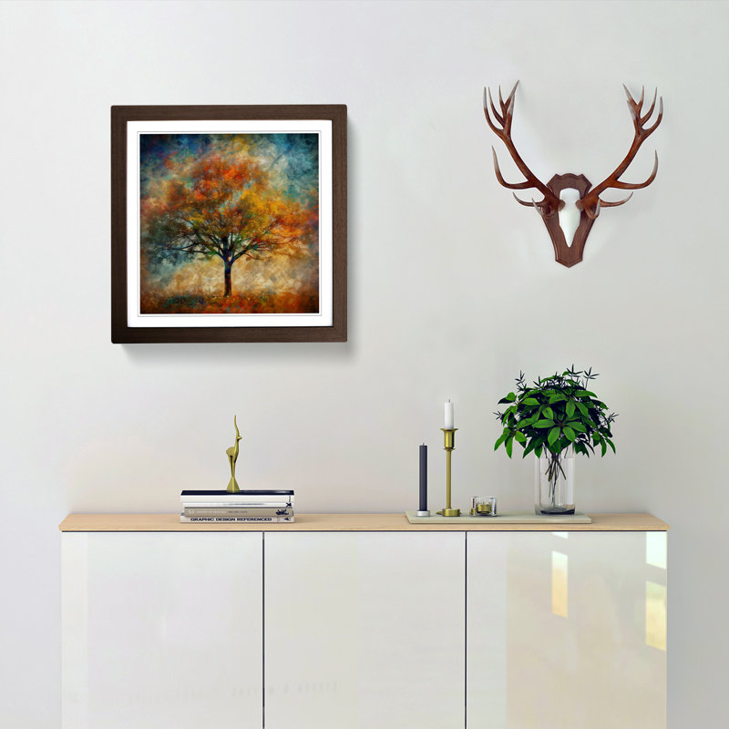 Tree Impressionism - Single Picture Frame Print on Wood, Walnut