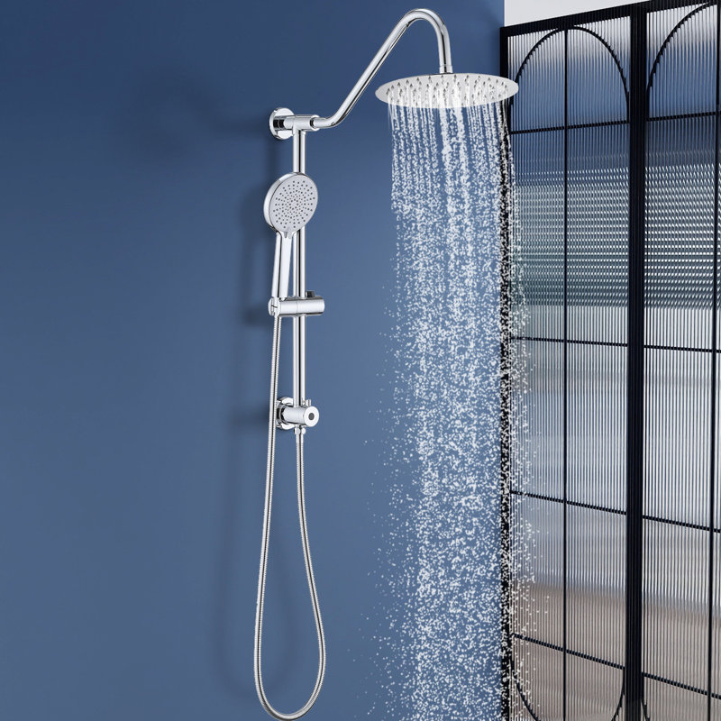 Pomme de douche avec système de douche à main avec pomme de douche à pluie 10 po, Chrome chrome