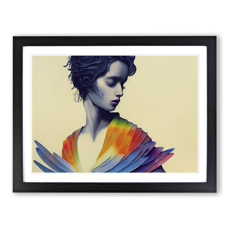 XH1022-10286X Woman In A Rainbow - Single Picture Frame Print, 46cm H x 64cm W, Black 