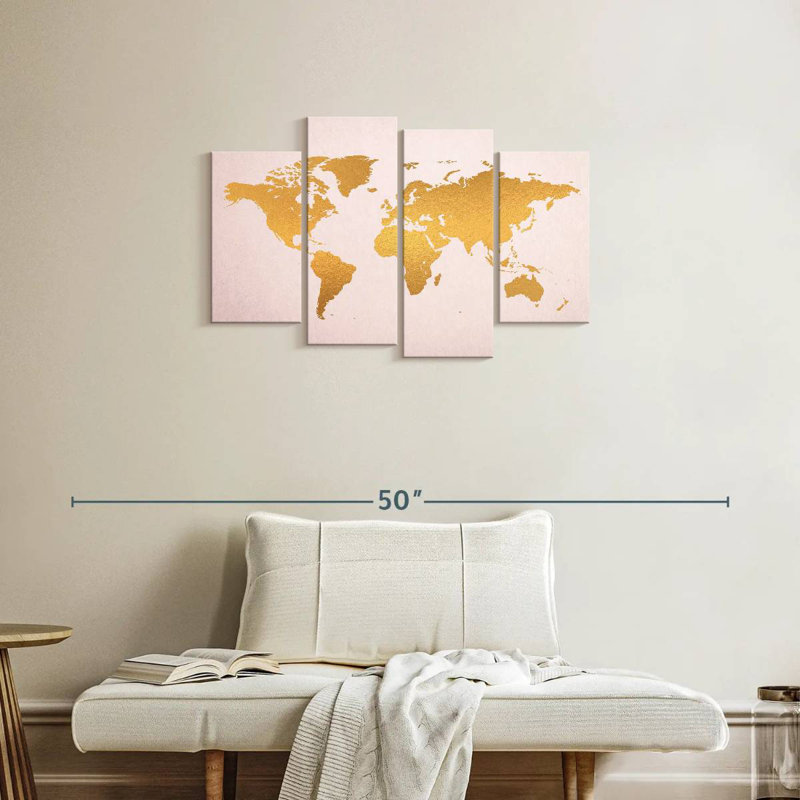 Aliaz Gold On Pink World Map