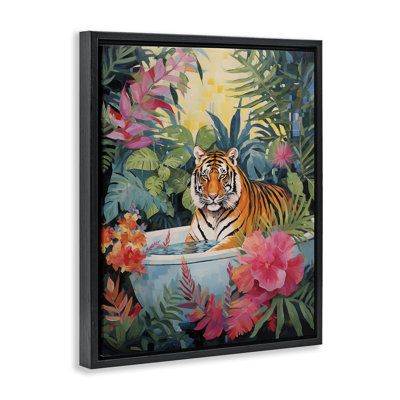 Tigre dans un cadre flottant de bain luxueux, design par Heidi Kuntz