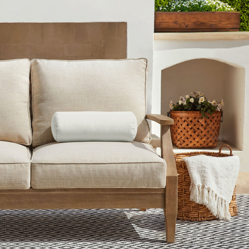  Housse et insert de coussin en polyester pour l'intérieur et l'extérieur, H 8 po x l 20 po, Ivoire
