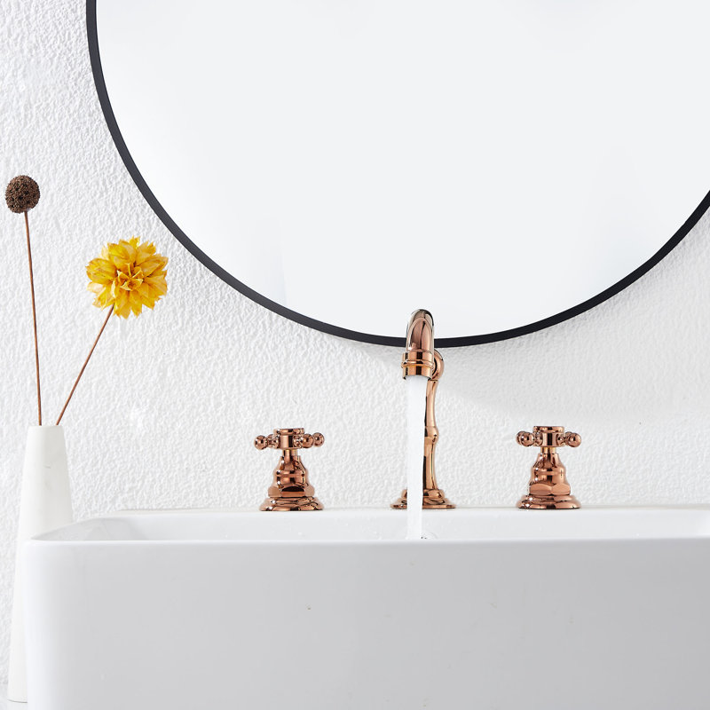 Robinet de salle de bain à large entraxe avec bonde, Cuivre