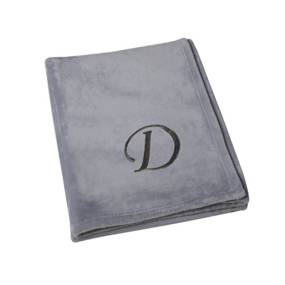 Ultra Suave Embroidered Monogram Plush Throw Blanket