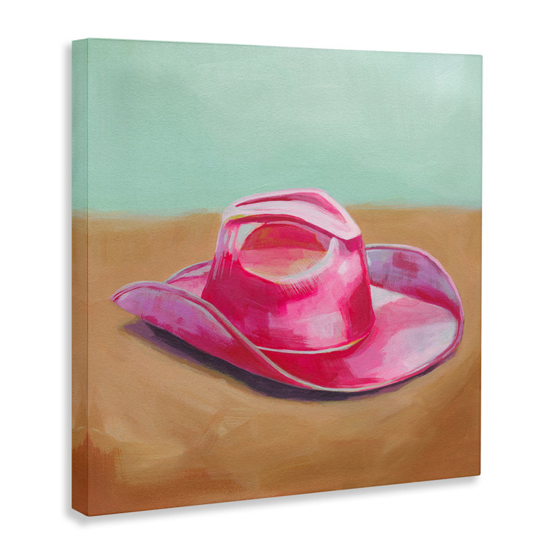 «Pink Cowgirl Hat», art mural sur toile par Grace Popp, H 36 po x l 36 po