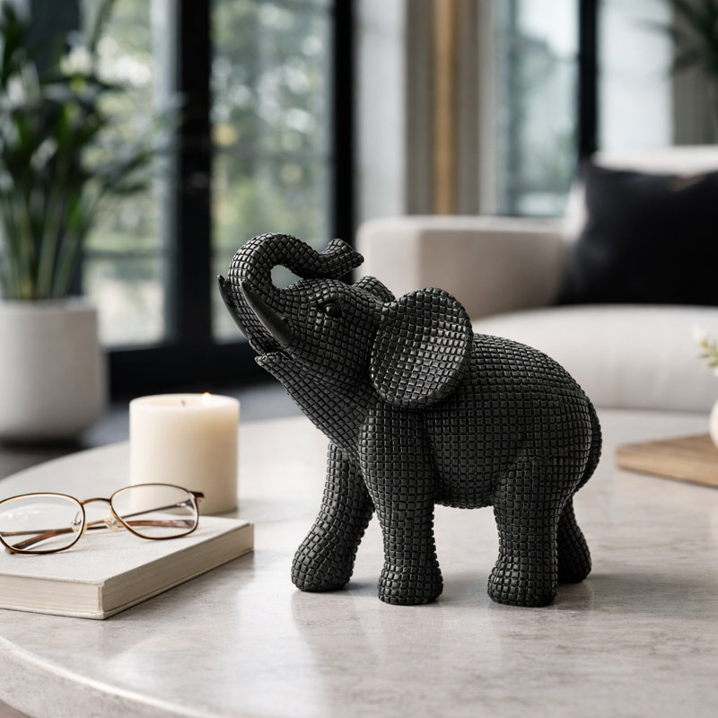 Quamaine Lead Free Resin Elephant Figurine , Black