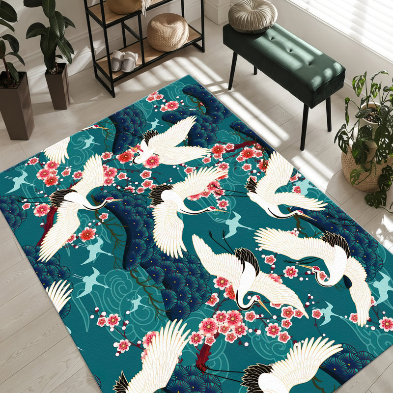 Soft Pile Floral Printed Area Rug with Ornate Botanical Motif for Elegant Living Space Enhancement, Rectangle 3'3" x 4'11"