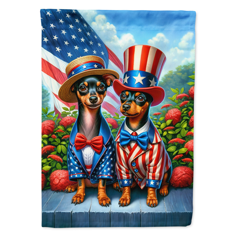 Drapeau «All American House», Étoile bleue / Pinscher miniature à rayures roug