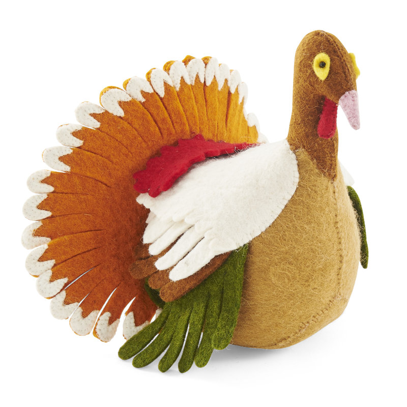 Hand-Felted Wool Turkey Figurine