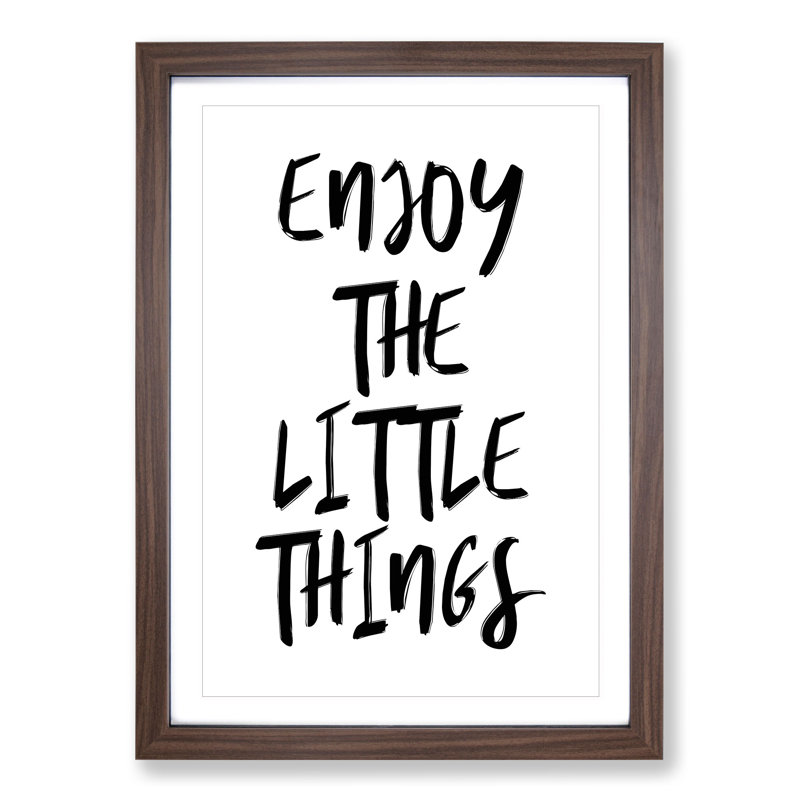 Enjoy the Little Things - Picture Frame Typography, 65cm H x 48cm W x 2cm D, Walnut