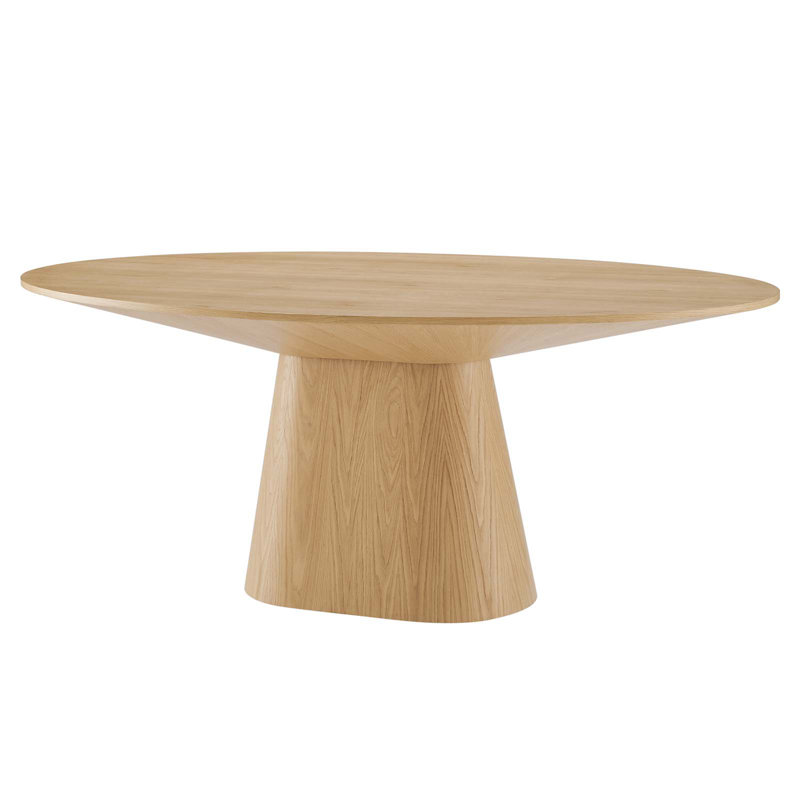 Round Oak Wood Six-Seater Dining Table