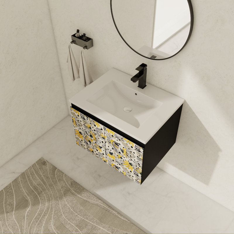 Dearbhaile 24.03 " W Wall Mounted Wall Mounted 1 Single Vanity Bathroom Vanity With Ceramic Top