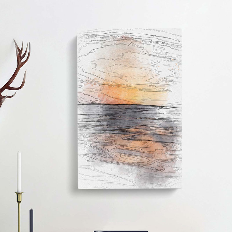 Mood of the Ocean in Abstract - Wrapped Canvas Drawing - Wrapped Canvas, 91cm H x 60cm W x 3cm D