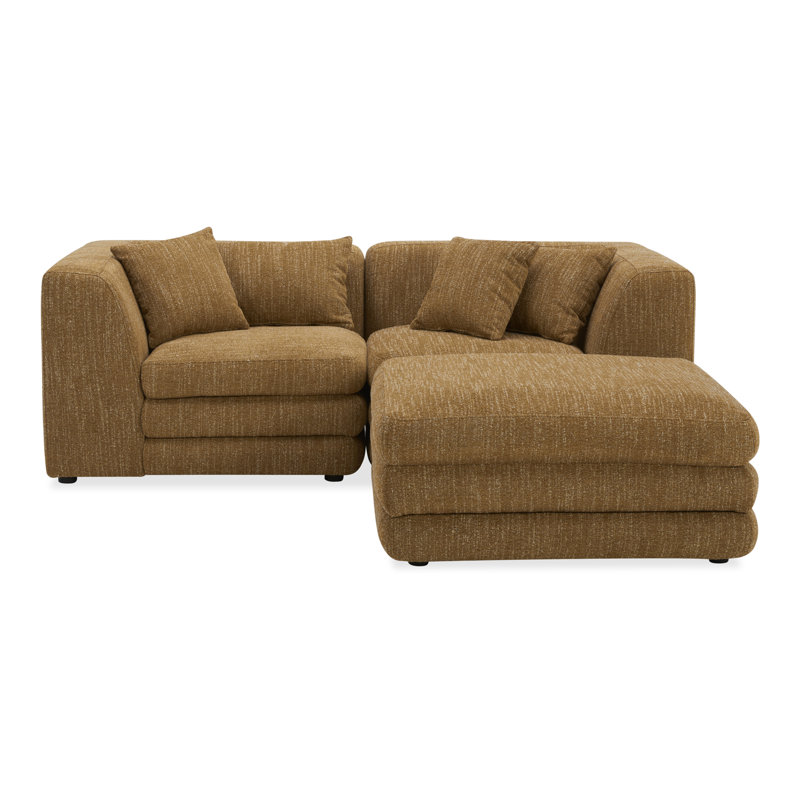 Canapé modulaire 3 pièces Donia, Tweed moutarde lueur ambrée