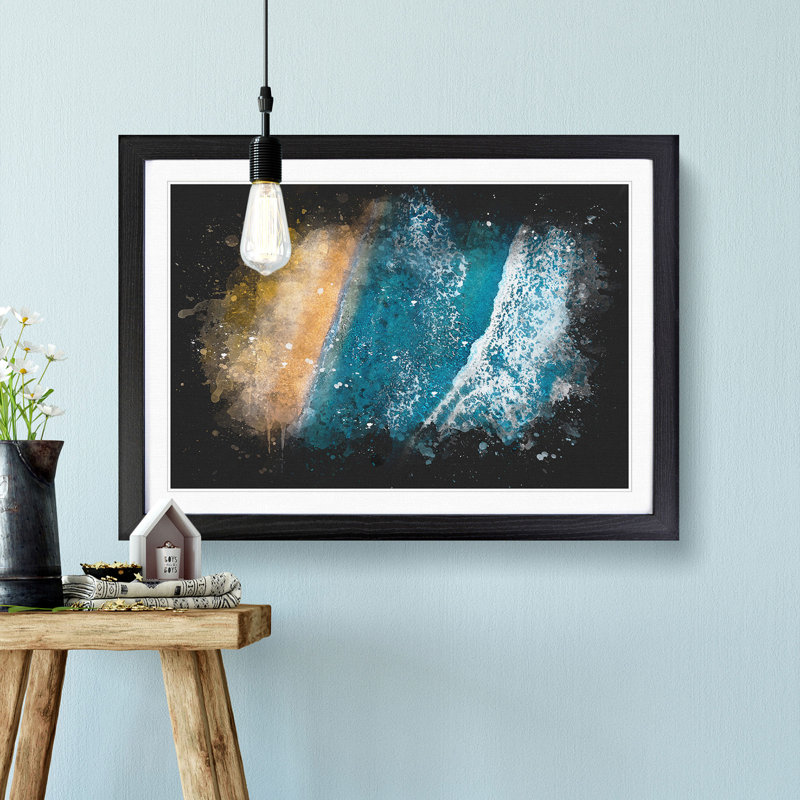 The Palm Coast in Florida - Picture Frame Graphic Art Print, 24cm H x 33cm W x 2cm D, Black Framed