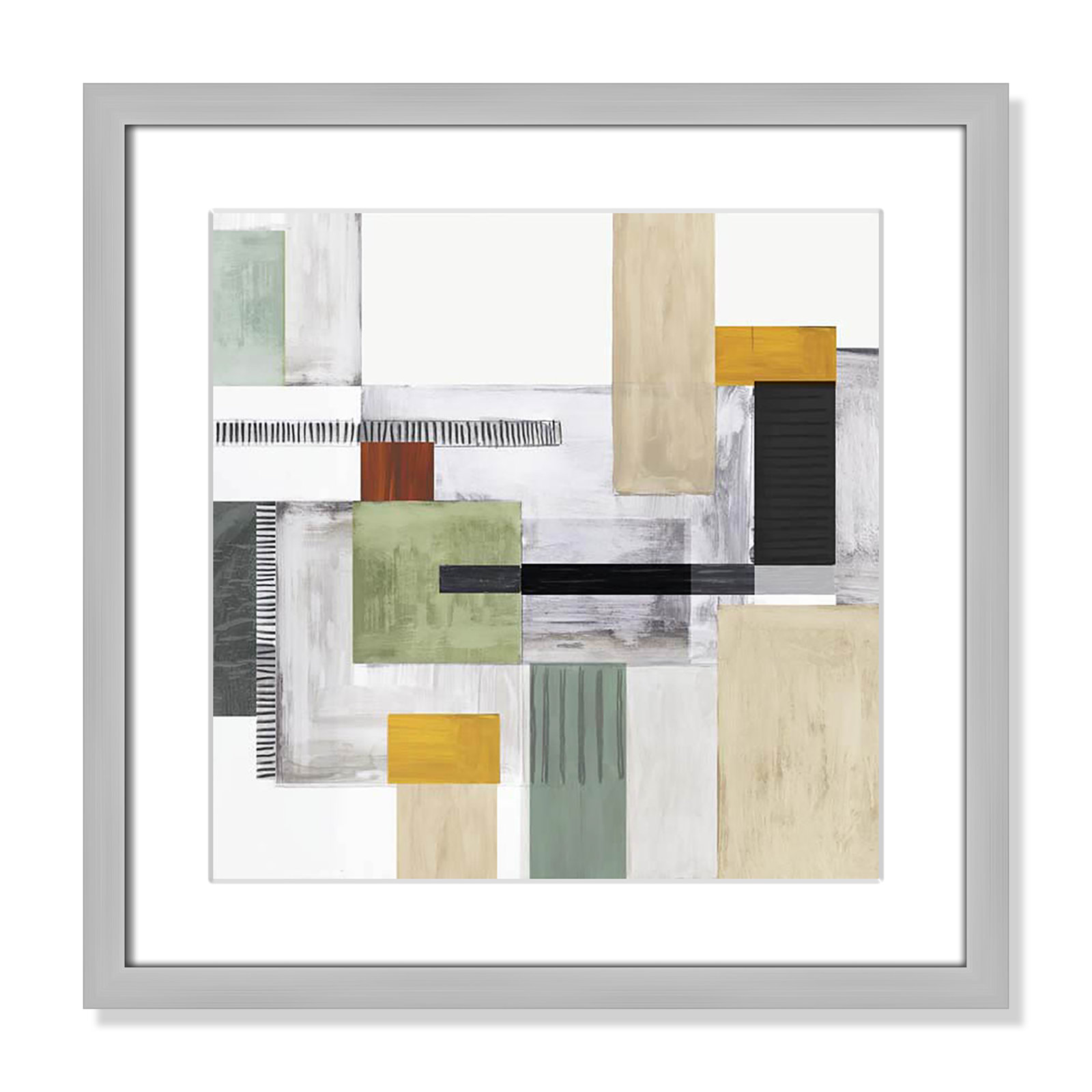 Playful Blocks Print, 17" H x 17" W x 0.75" D, Silver Box Framed