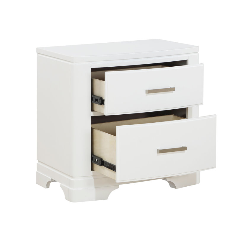 Table de chevet au design épuré avec deux tiroirs de rangement pour meubles de chambre à coucher de style transitionnel 1pc