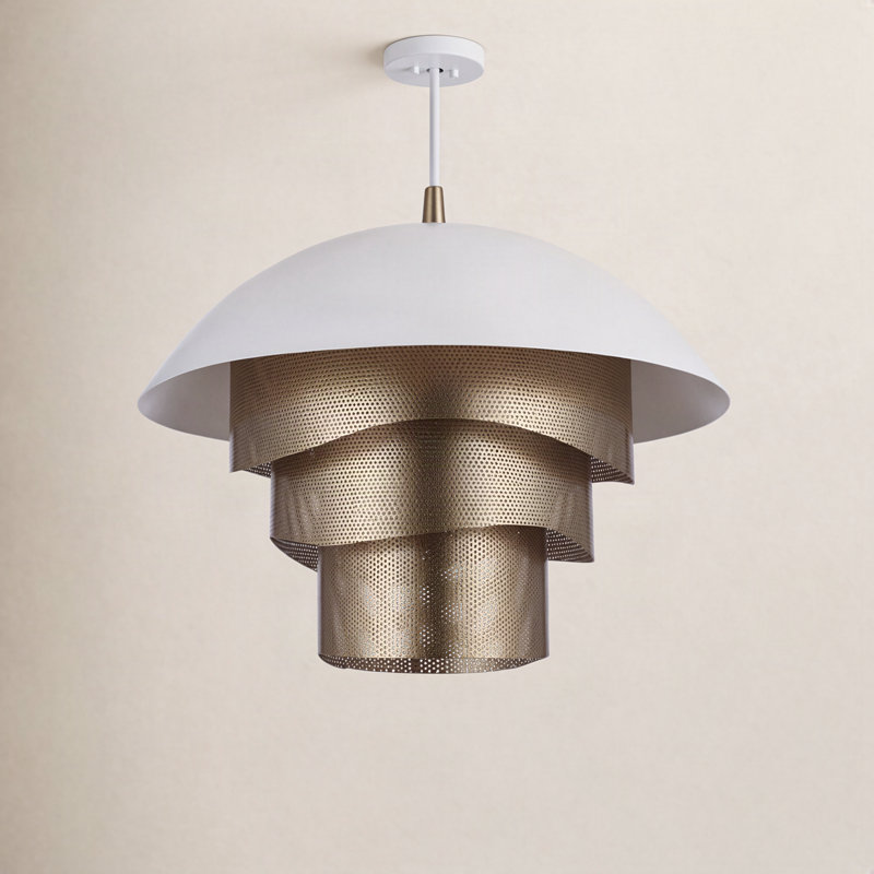 Luminaire suspendu géométrique 1 lumière DEL Sculptural, Blanc
