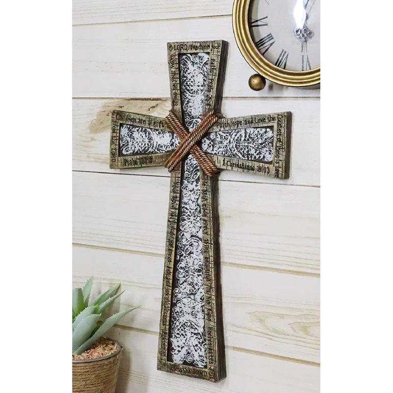 Figurine biblique en faux bois avec cordes tressées et figurine ornée