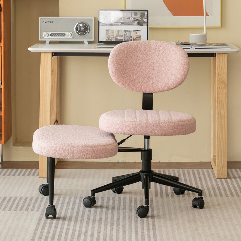 Fauteuil de bureau en velours sans accoudoirs, Rose