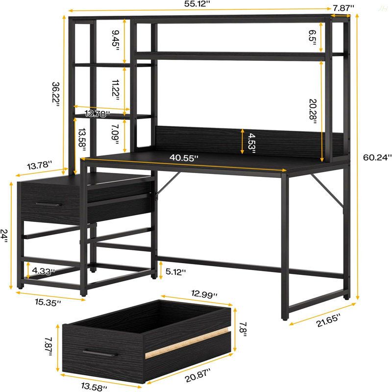 Office Table,Tall Writing Table,Computer Desk, Black
