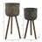Handwoven Bamboo and Pine Wood Planters with Tripod Base, Decorative Woven Design, Durable Construction, Set of 3-1673631520-1673631527