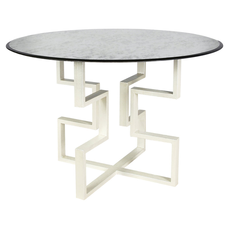 Athens Cross Legs End Table, Antiqued Mirror, Oyster White