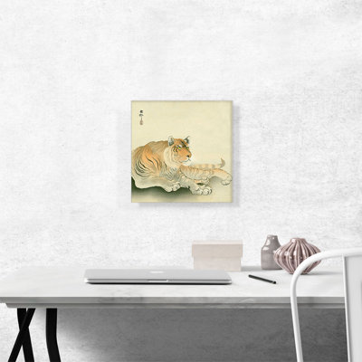 «Tigre inclinable» par Ohara Koson - reproduction sur toile tendue
