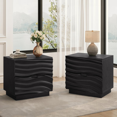 Ensemble de 2 tables de chevet, table de chevet avec 2 tiroirs, sans poignées, table de bout de canapé pour le salon, chambres à coucher