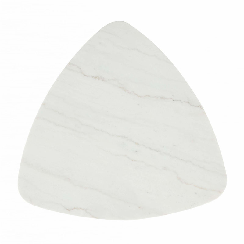 Table basse triangulaire de style contemporain avec plateau de rangement en marbre