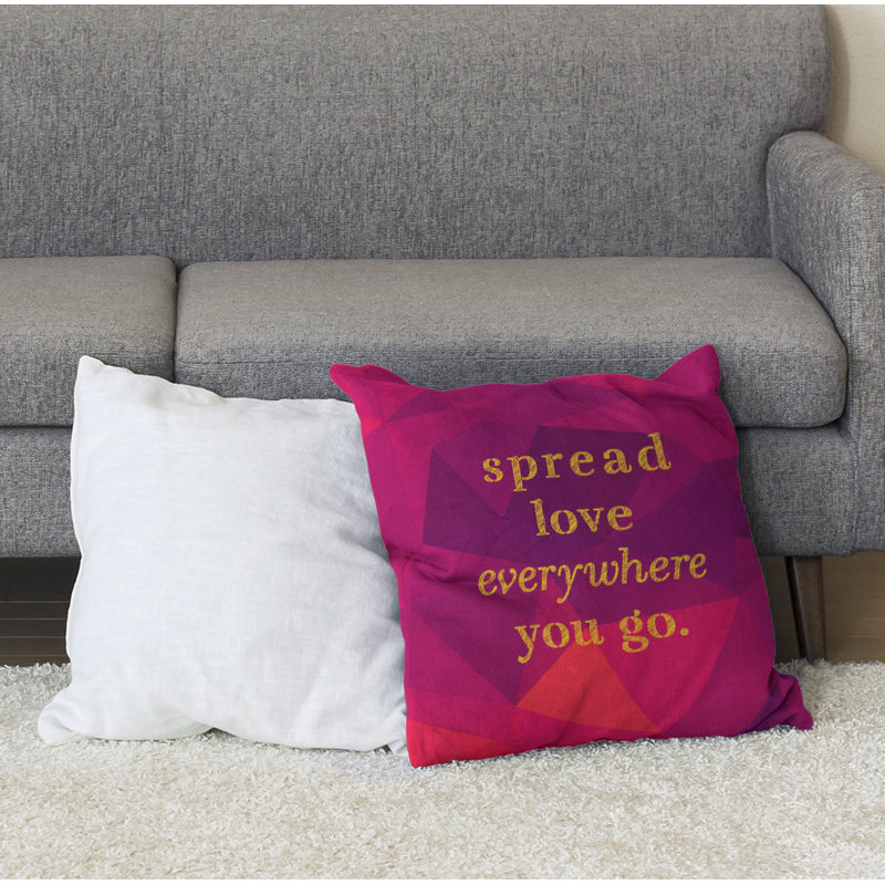 Gemstone Spread Love Floor Pillow, 40" H x 40" W, Rubellite/Gold