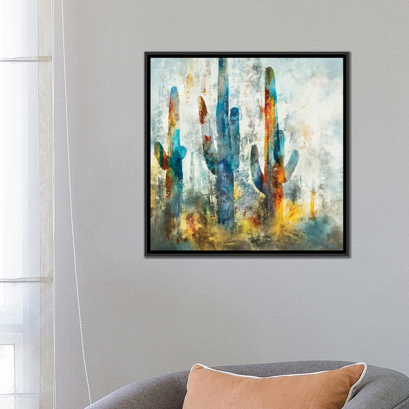 «Saguaro Forest» encadré par Scott Brems, H 26 po x l 26 po x P 1,5 po, Toile avec cadre flottant noir, Non