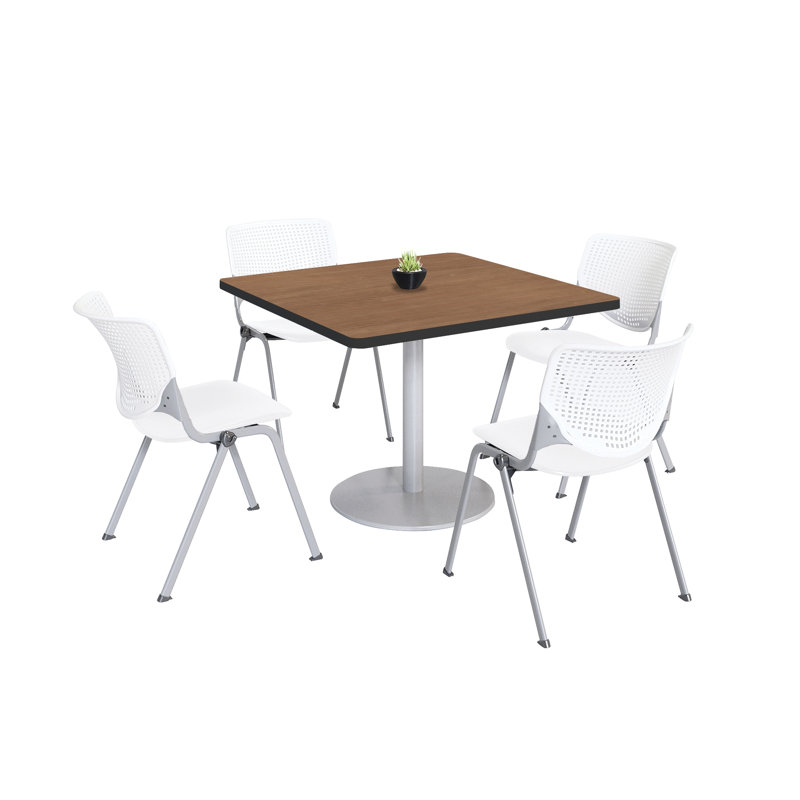 Ensemble de table de salle à manger et de chaise Kool Mode, H 29 po x L 36 po x l 36 po, Blanc, Cerisier