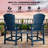 Weather-Resistant Recycled Poly Adirondack Bar Height Chairs Set of 2 with Connecting Tray – Tall Outdoor Patio Barstools, Durable High Back, Easy Assembly – Ocean Blue-310651034