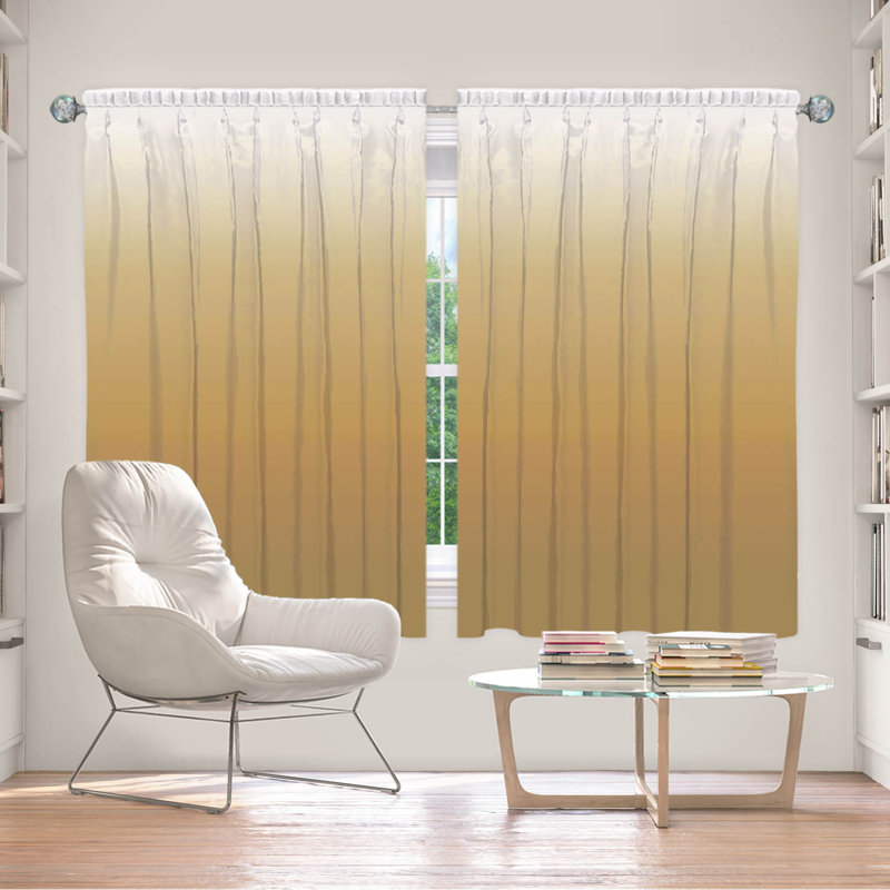 Vandela Room Darkening Curtain Pair, 40" W x 61" L, Beige/Tan/White