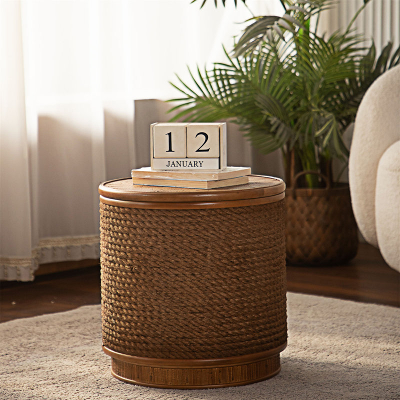 Table basse ronde avec rangement amovible, H 15,95 po x l 15,95 po x P 15,95 po