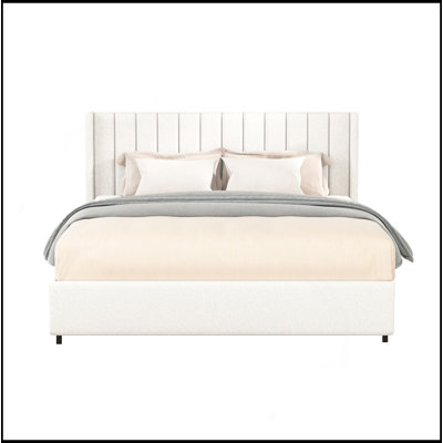 Lit plateforme tapissier grand avec rangement Anda