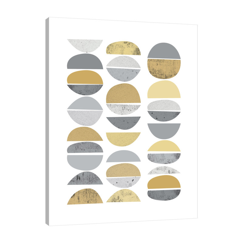 «MidCentury Flora Tones YellowGrey 2» par Urban Epiphany, reproduction sur toile tendue, H 24 po x l 18 po x P 1,5 po
