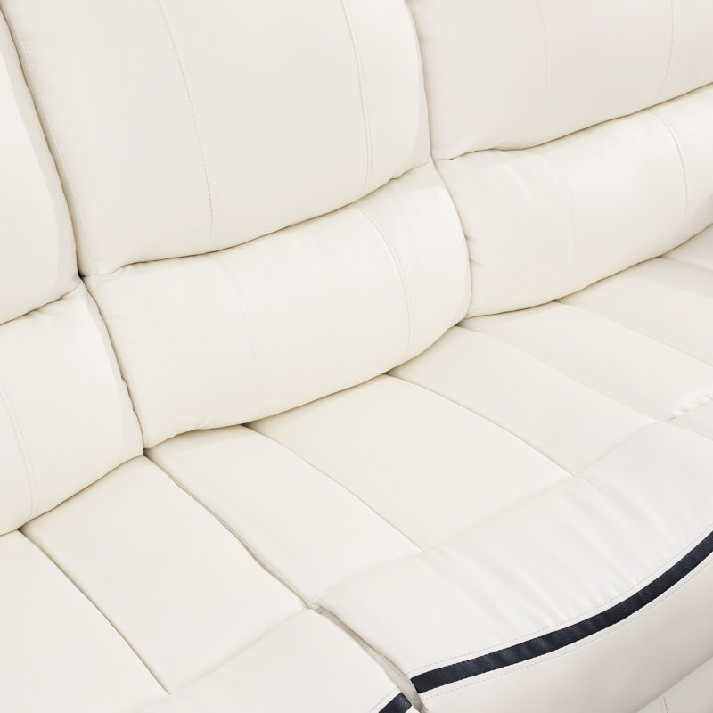 Recliner Sofa Chair with Storage for Living Room,Leather, White