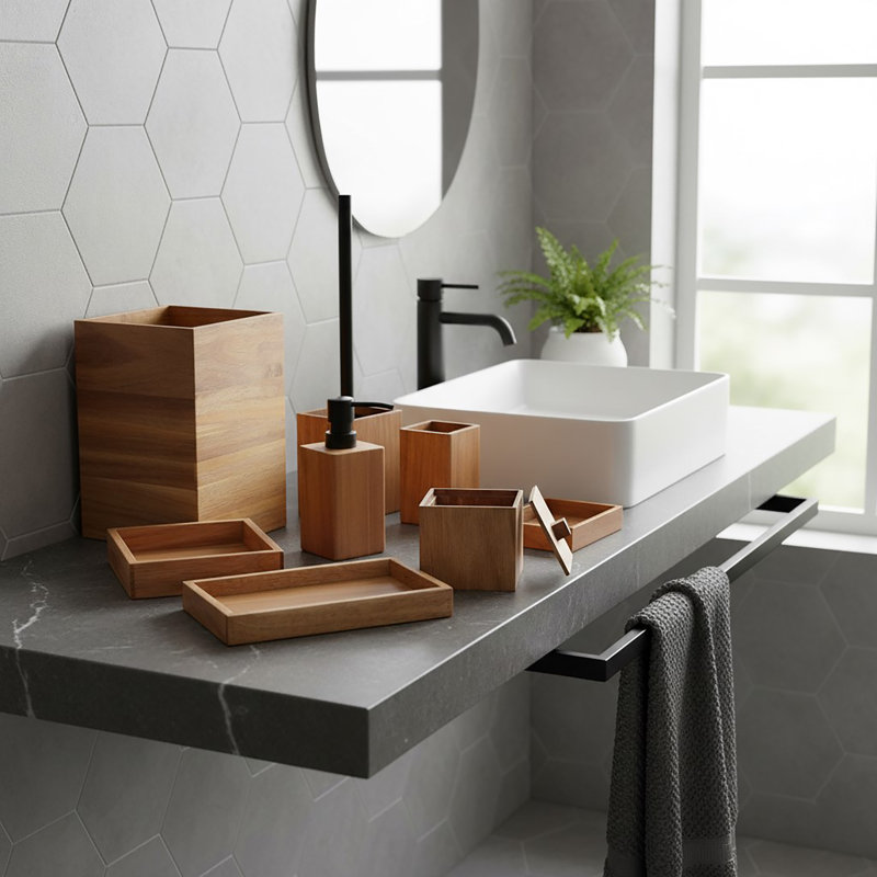 Acacia Bathroom Accessory Set 8-Pieces