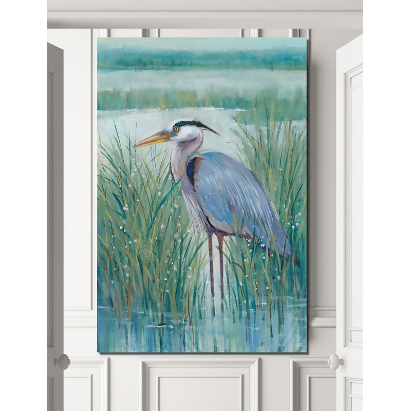 Wetland Heron II - impression, H 12 po x l 8 po, Toile tendue, Sans cadre