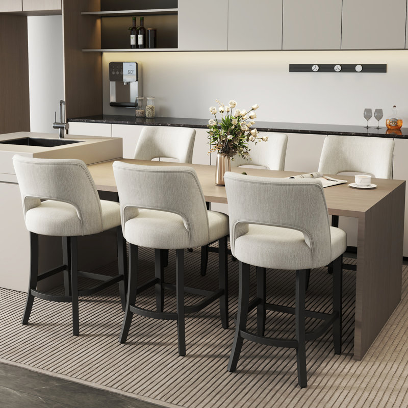 Tabouret de bar Bisto, Pieds noirs beiges